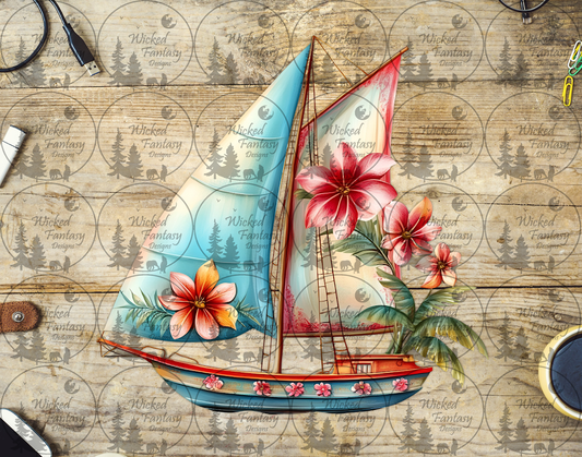 UVDTF Floral Sail Boat