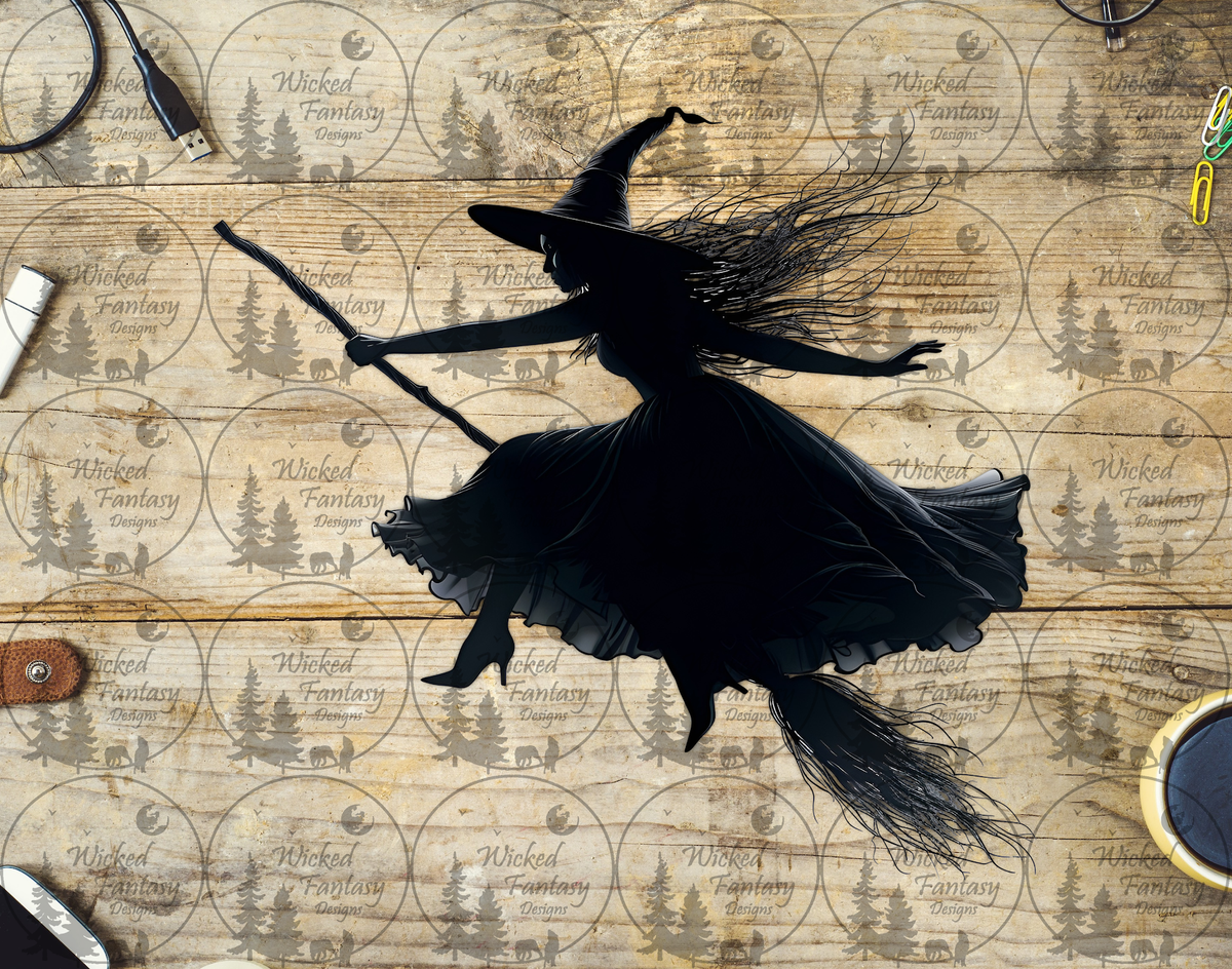 UVDTF Flying Witch Silhouette