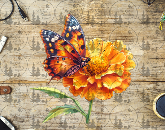 UVDTF Marigold and Butterfly