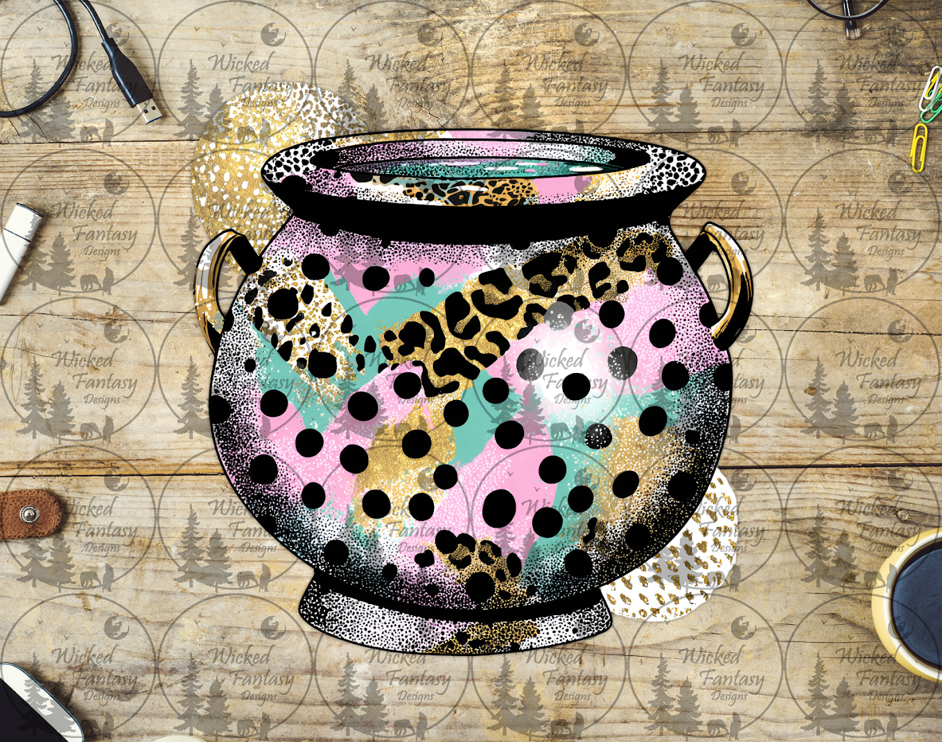 UVDTF Leopard Print and Polka Dot Cauldron