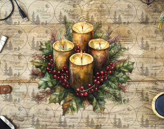 UVDTF Pillar Candles and Holly