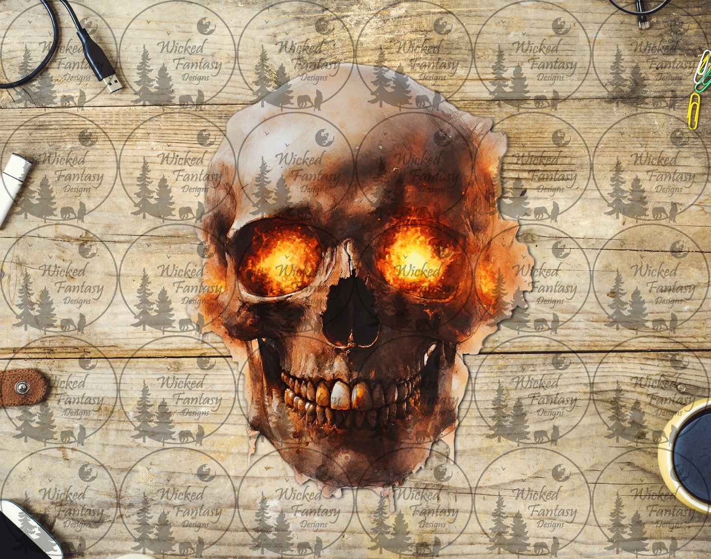UVDTF Flaming Skull