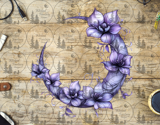 UVDTF Purple Flowers and Crescent