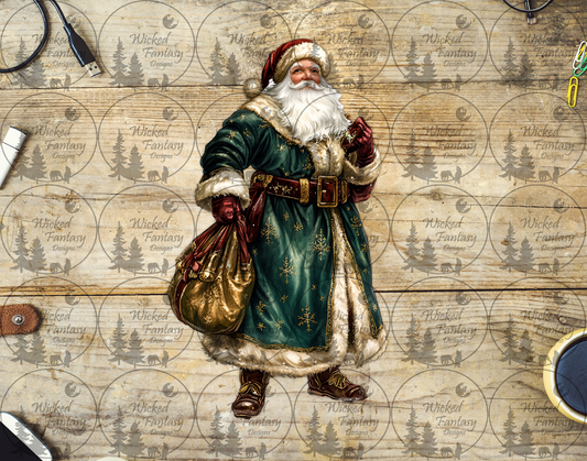 UVDTF Emerald Green and Burgundy Santa