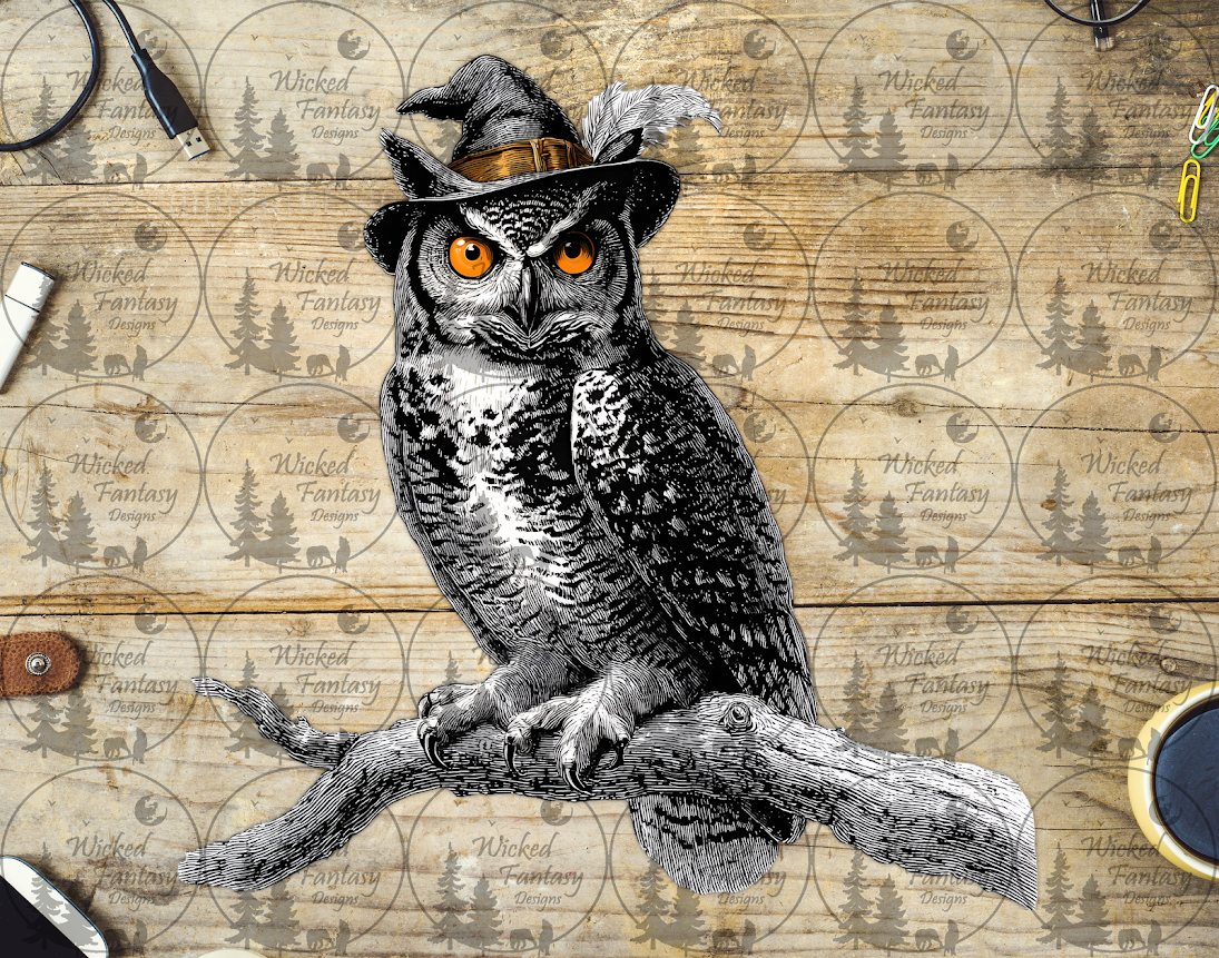 UVDTF Owl with Witch Hat