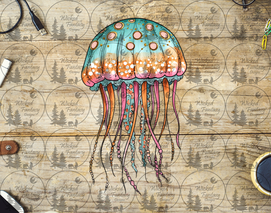 UVDTF Pink Teal and Orange Jellyfish
