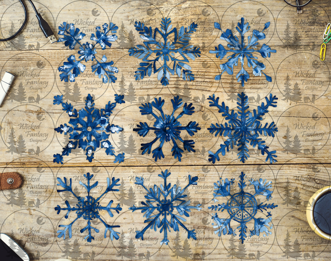 UVDTF Blue Snowflakes 6x7" Element
