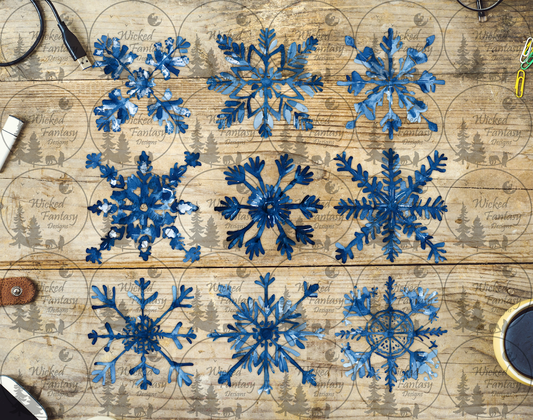 UVDTF Blue Snowflakes 6x7" Element