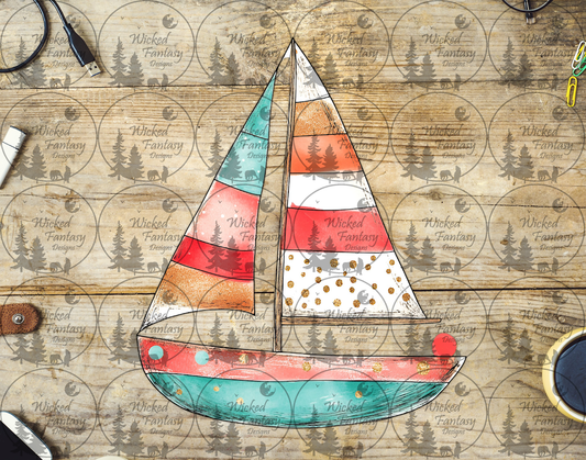 UVDTF Teal Pink and Orange Sailboat