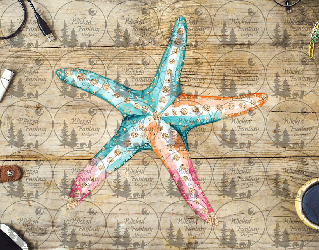 UVDTF Teal Pink and Orange Starfish