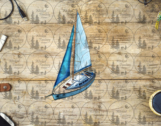 UVDTF Blue and White Sailboat