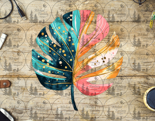 UVDTF Monstera Leaf Teal and Pink