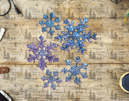UVDTF Sparkling Purple and Blue Snowflakes