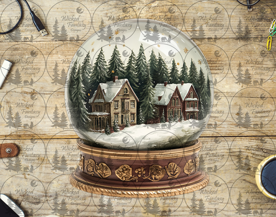 UVDTF Snowy Village Snow Globe