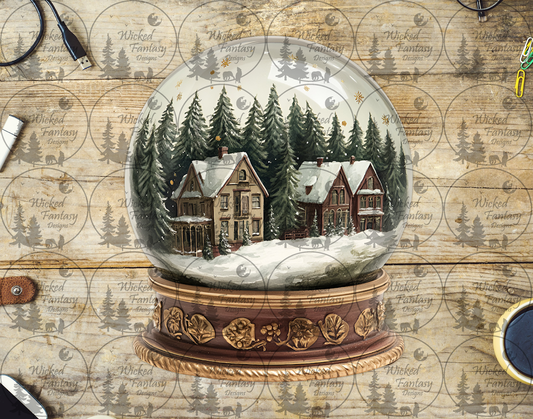 UVDTF Snowy Village Snow Globe