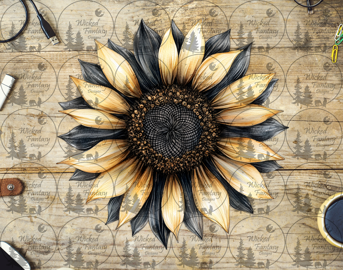 UVDTF Yellow and Grey Sunflower