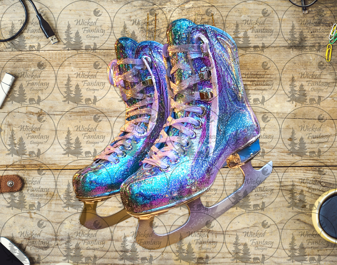 UVDTF Sparkling Purple and Blue Ice Skates
