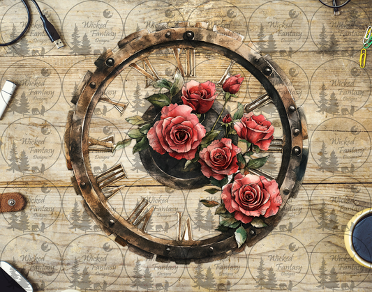 UVDTF Red Roses Clock Face