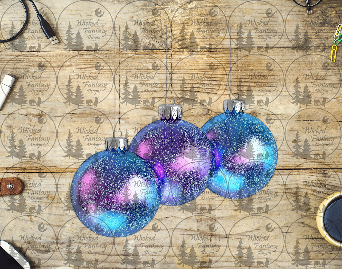 UVDTF Sparkling Purple Christmas Ornaments