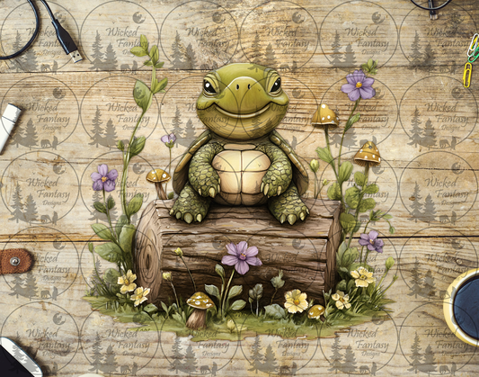 UVDTF Grinning Turtle on Log