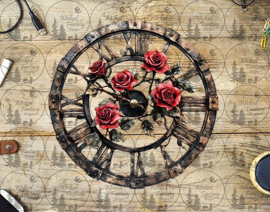 UVDTF Red Roses Clock