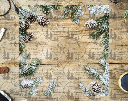 UVDTF Snow Covered Pine Boughs 20oz 30oz 10"x10"