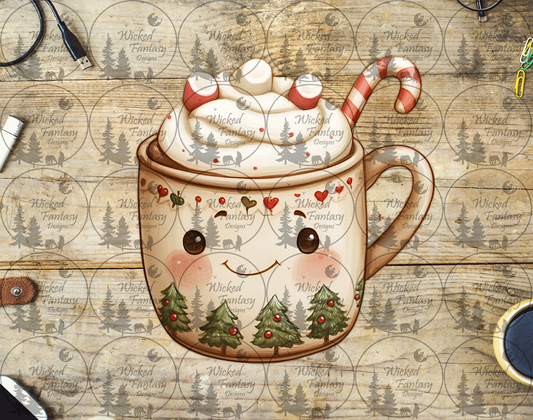 UVDTF Cute Hot Cocoa Mug with Candy Cane