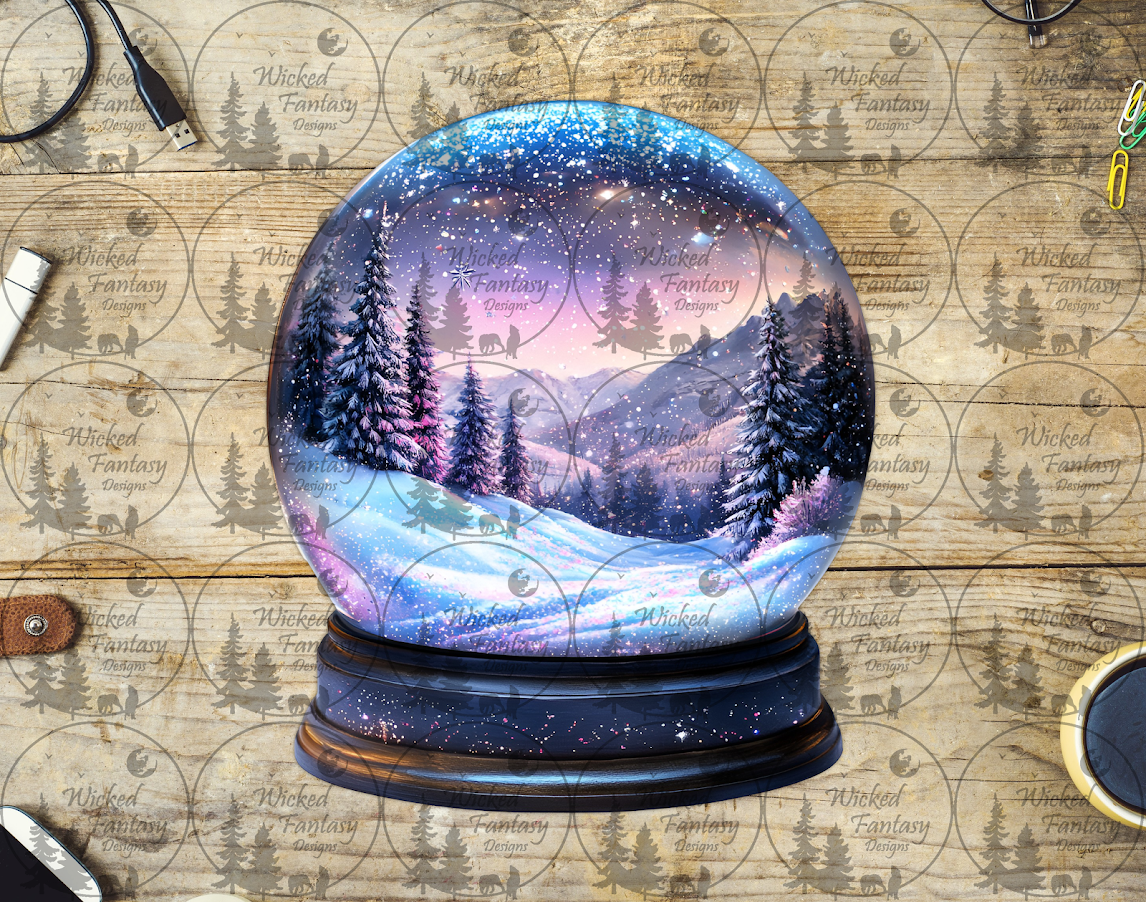 UVDTF Sparkling Winter Mountain Landscape Snow Globe