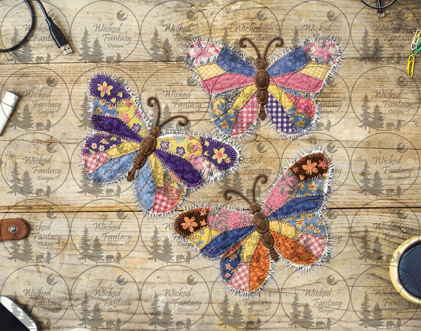 UVDTF Patchwork Quilted Butterflies