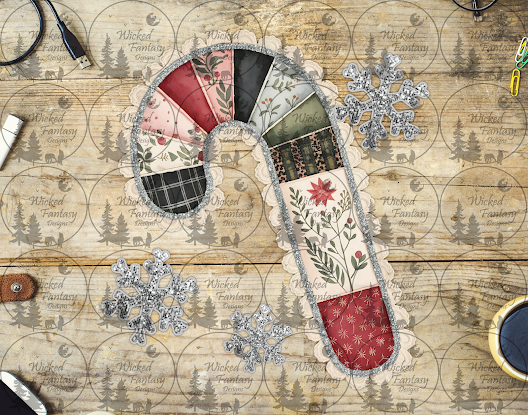 UVDTF Patchwork Candy Cane