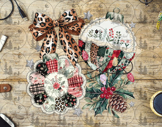 UVDTF Patchwork Ornaments and Leopard Print Bow