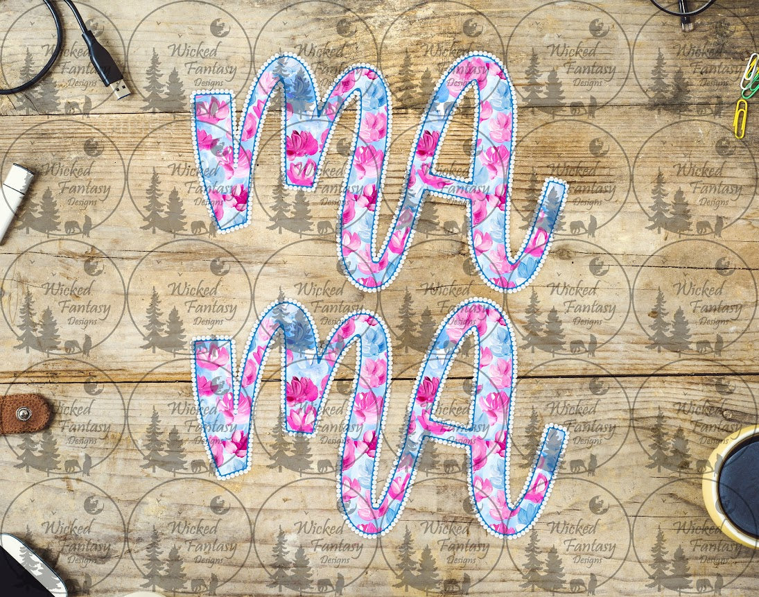 UVDTF Pink and Blue Floral Mama
