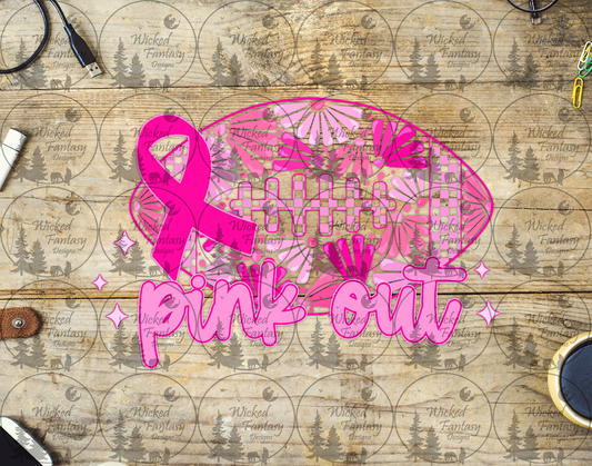 UVDTF Pink Out Football for Breast Cancer