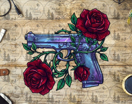 UVDTF Pistol with Roses