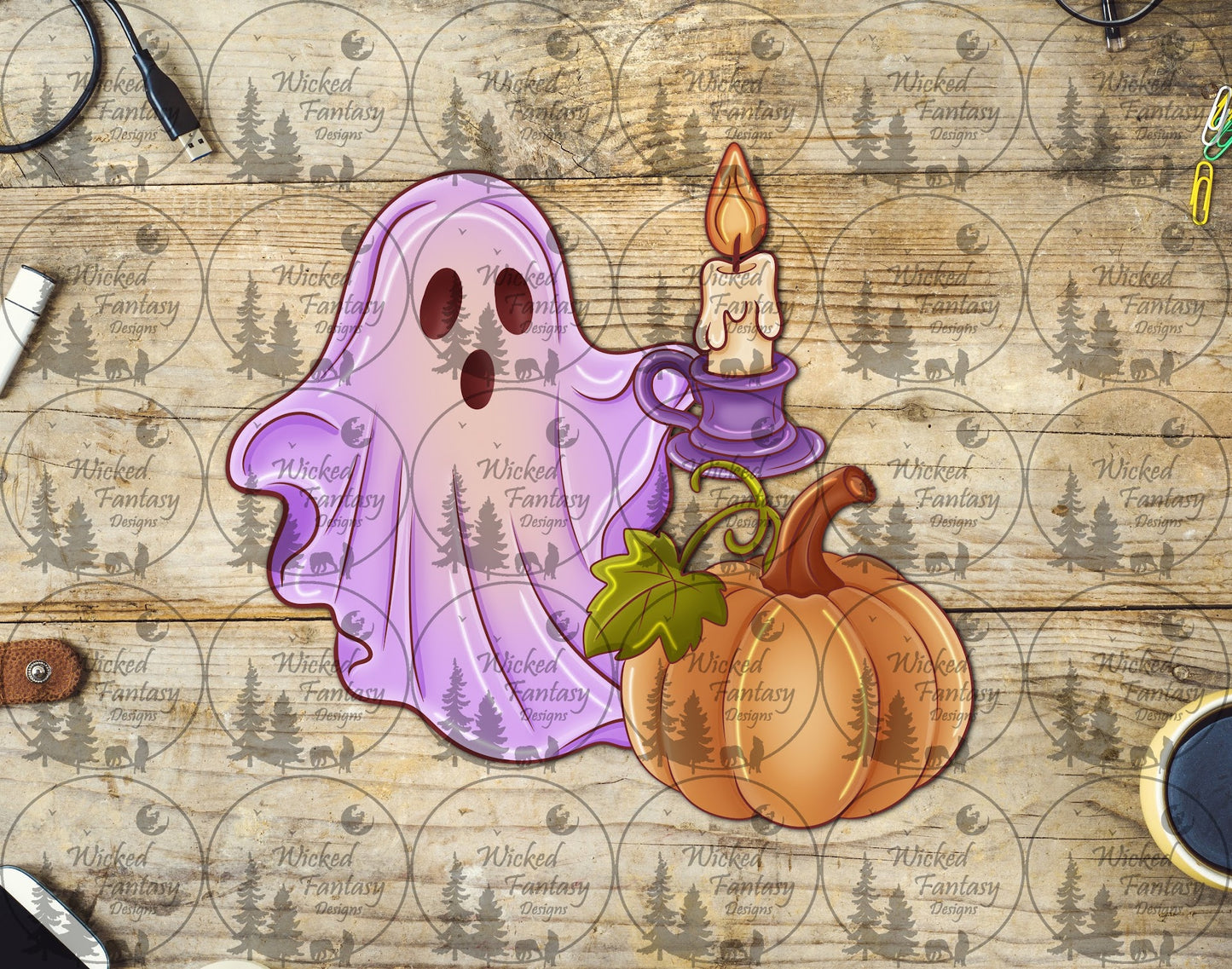 UVDTF Ghost with Pumpkin and Candle