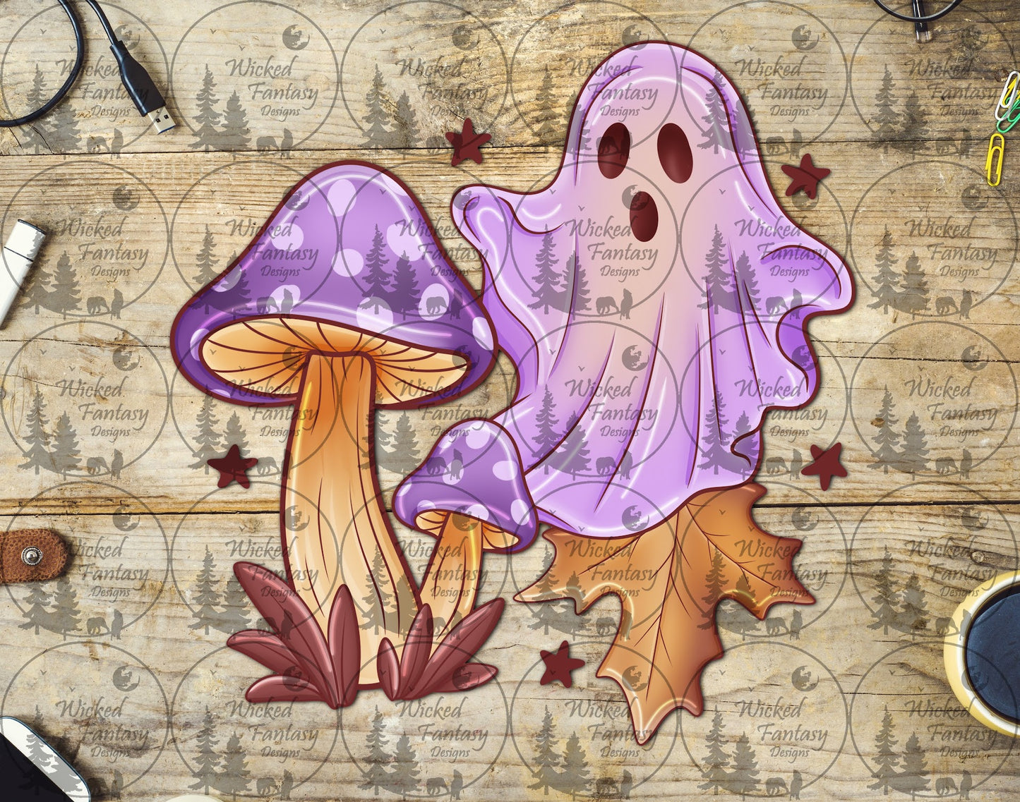 UVDTF Ghost and Mushrooms