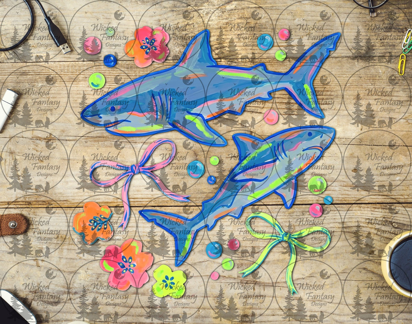 UVDTF Sharks Bows and Bubbles