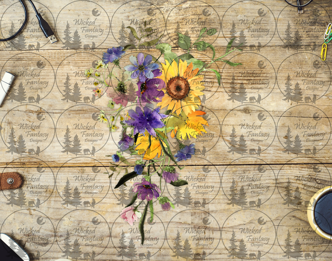 UVDTF Sunflower Mixed Wildflower Arrangement