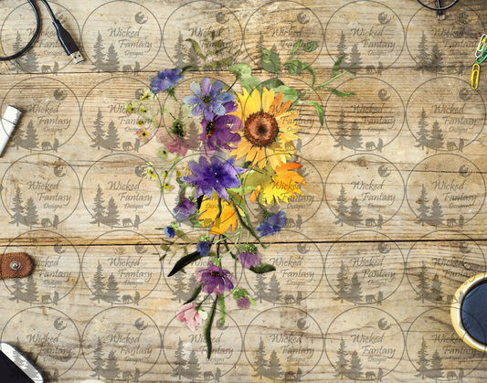 UVDTF Sunflower Mixed Wildflower Arrangement