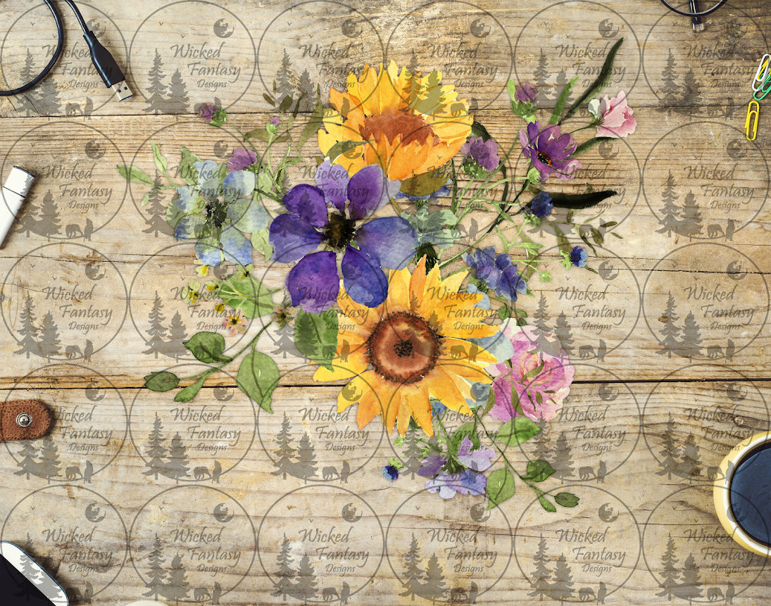 UVDTF Sunflower Purple Floral Arrangement