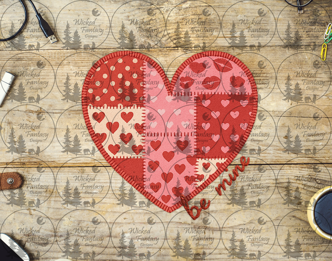 UVDTF Be Mine Quilted Patchwork Heart