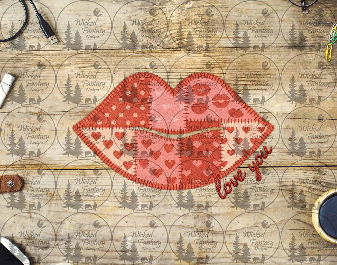 UVDTF Love You Quilted Patchwork Lips