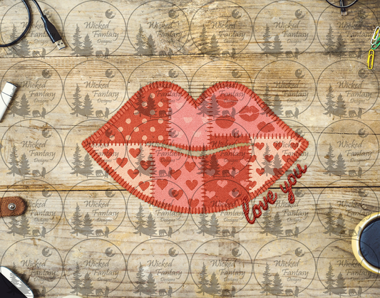 UVDTF Love You Quilted Patchwork Lips