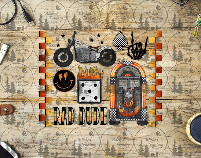 UVDTF Rad Dude Motorcycle Jukebox 20oz 30oz 10"x10" Element