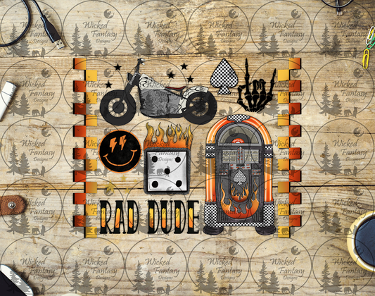 UVDTF Rad Dude Motorcycle Jukebox 20oz 30oz 10"x10" Element