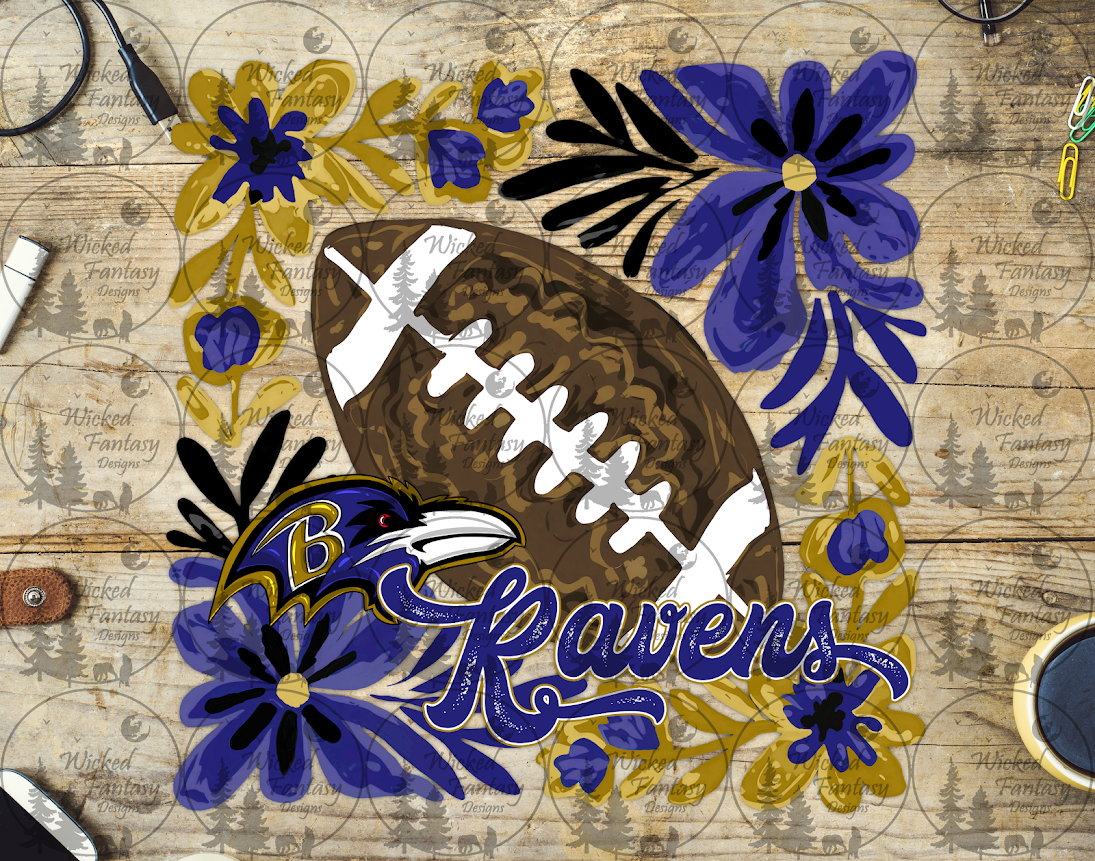 UVDTF Floral Football Raven