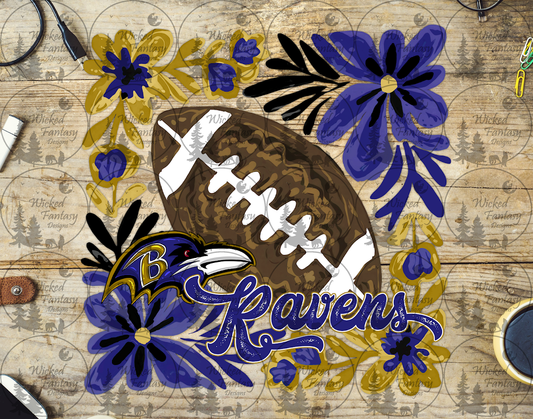 UVDTF Floral Football Raven