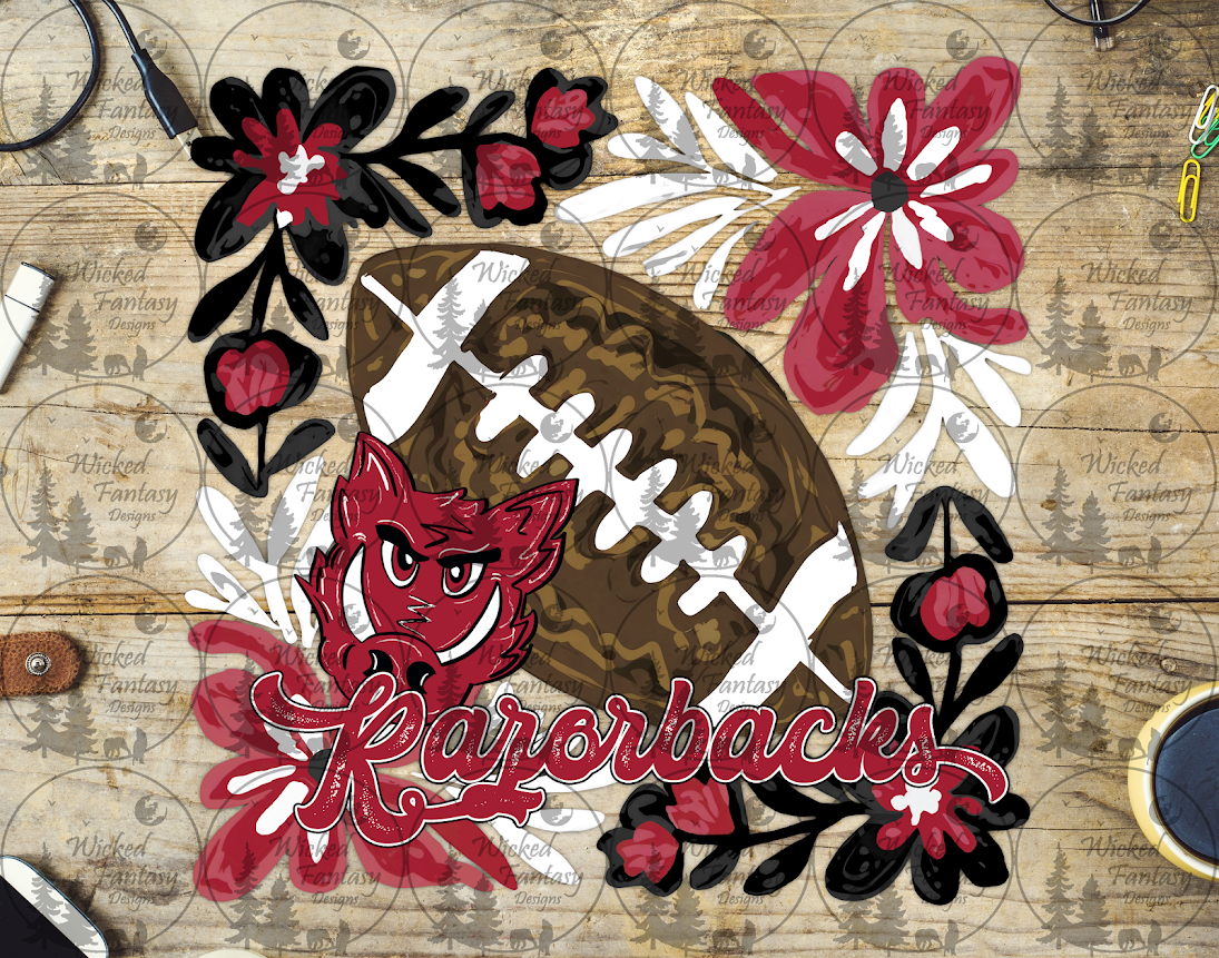 UVDTF Floral Football Razorbacks