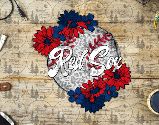 UVDTF Leopard Floral Baseball Red Sox