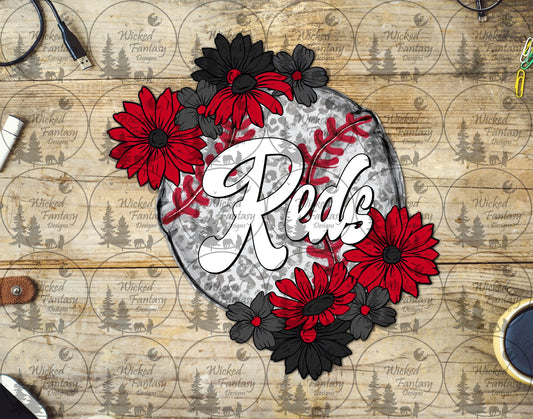 UVDTF Leopard Floral Baseball Reds